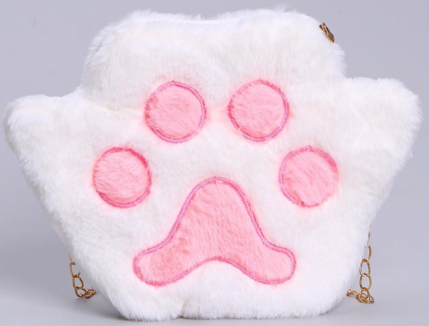 Сумка детская меховая «Лапка», розовый, 23х18х2 см