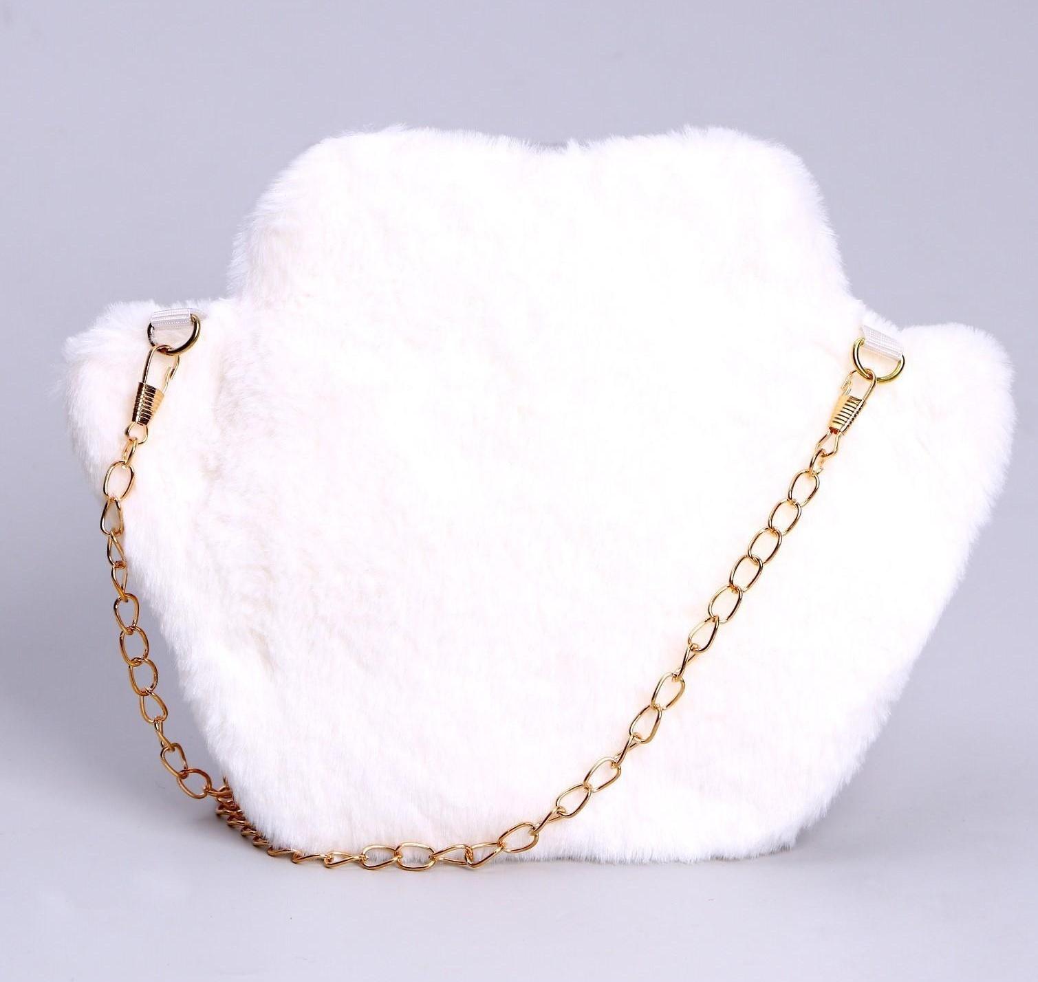 Сумка детская меховая «Лапка», розовый, 23х18х2 см