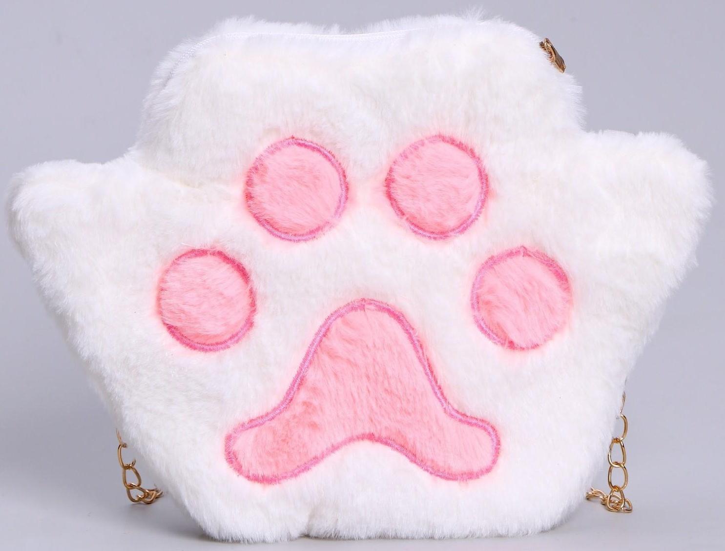 Сумка детская меховая «Лапка», розовый, 23х18х2 см