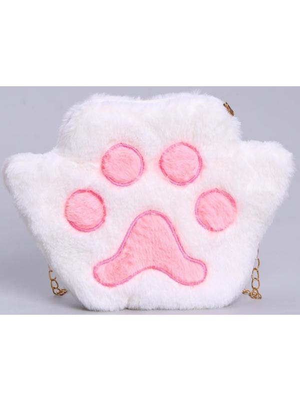 Сумка детская меховая «Лапка», розовый, 23х18х2 см