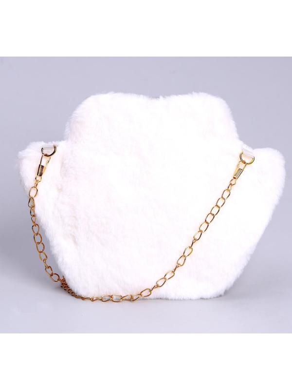 Сумка детская меховая «Лапка», розовый, 23х18х2 см