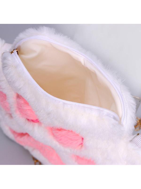 Сумка детская меховая «Лапка», розовый, 23х18х2 см