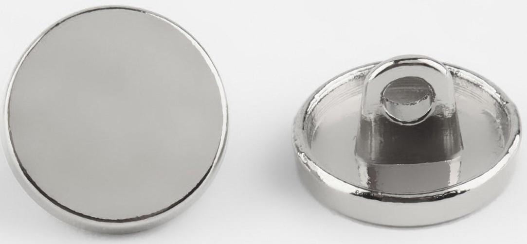 Набор металлических пуговиц на ножке, d = 11 мм, 10 шт, цвет серебряный глянец