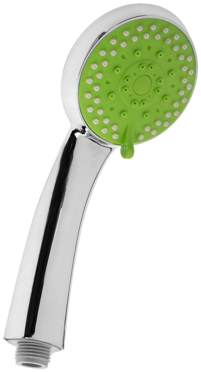 Набор для душа ZEIN Z0605, шланг 150 см, держатель, лейка 5 режимов, зеленый/хром