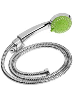 Набор для душа ZEIN Z0605, шланг 150 см, держатель, лейка 5 режимов, зеленый/хром