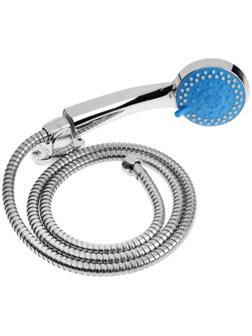 Набор для душа ZEIN Z0705, шланг 150 см, держатель, лейка 5 режимов, синий/хром