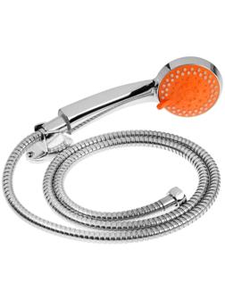 Набор для душа ZEIN Z0905, шланг 150 см, держатель, лейка 5 режимов, оранжевый/хром