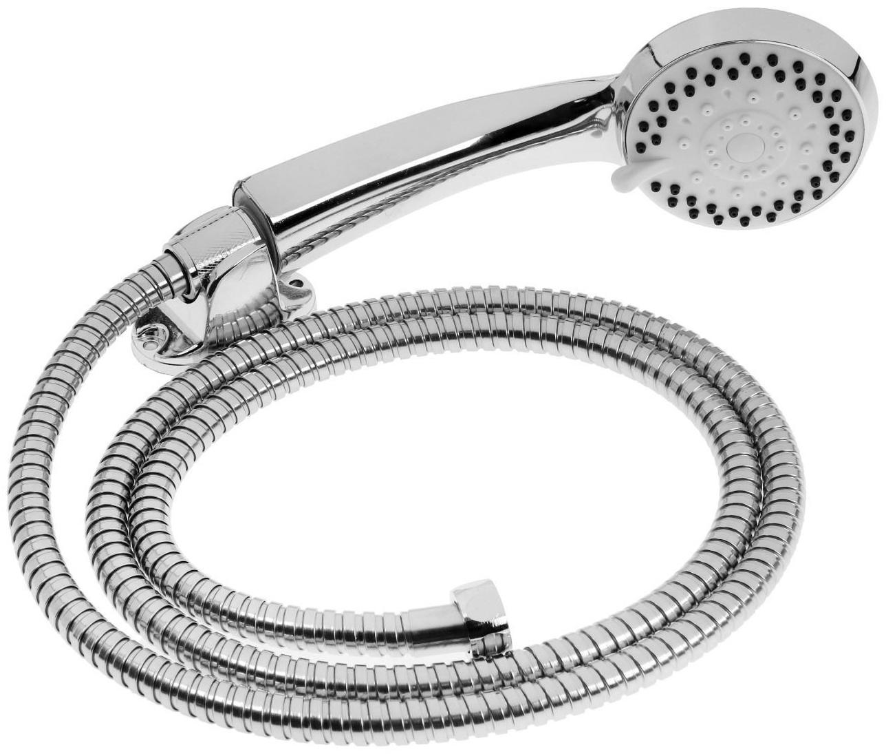 Набор для душа ZEIN Z1005, шланг 150 см, держатель, лейка 5 режимов, белый/хром