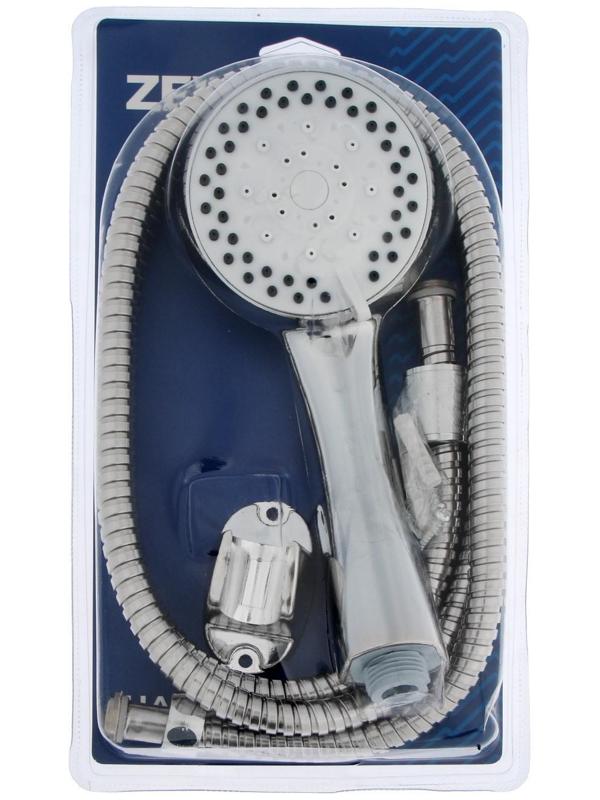 Набор для душа ZEIN Z1005, шланг 150 см, держатель, лейка 5 режимов, белый/хром