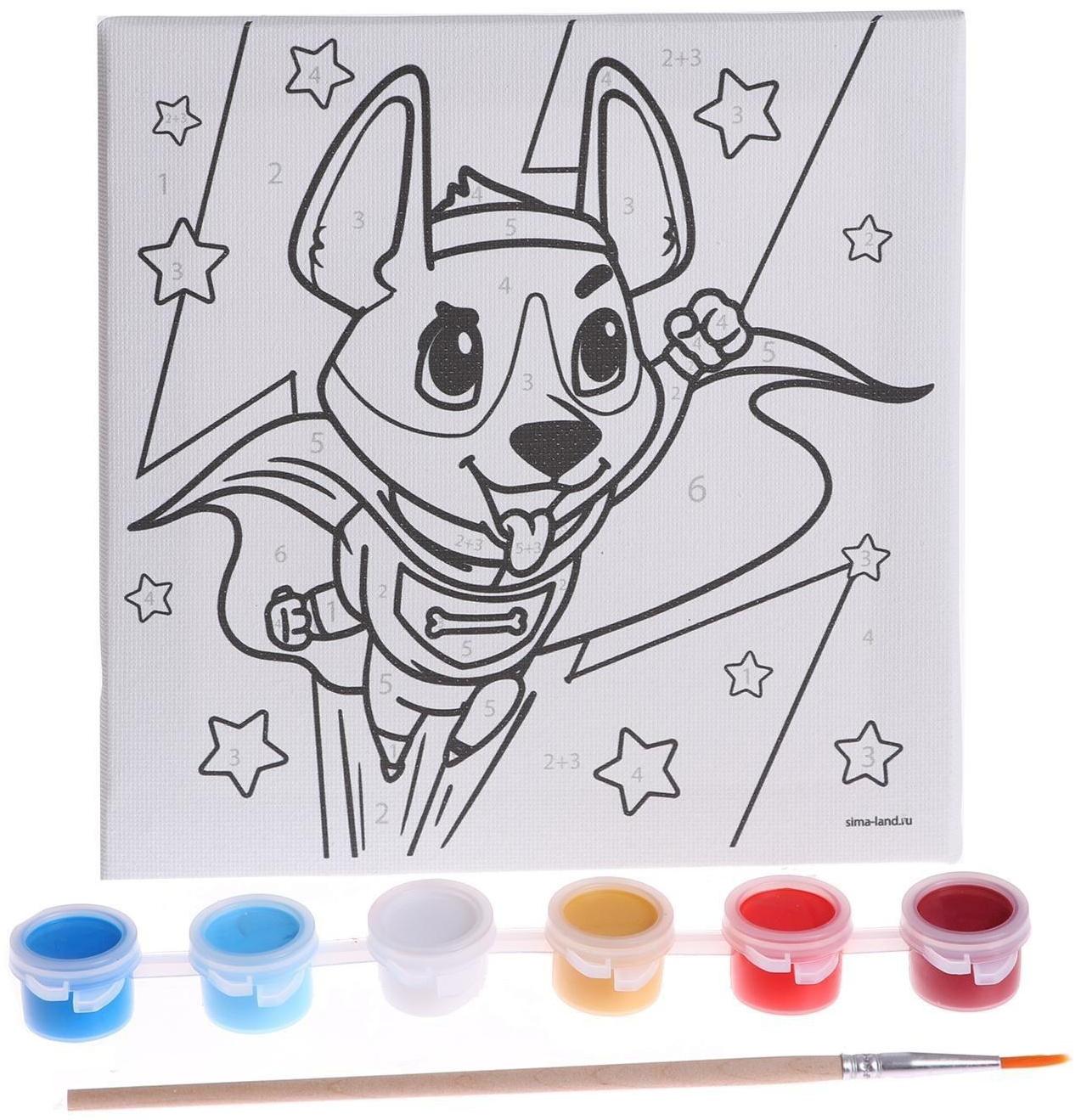 Картина по номерам «Корги-герой» 15х15 см