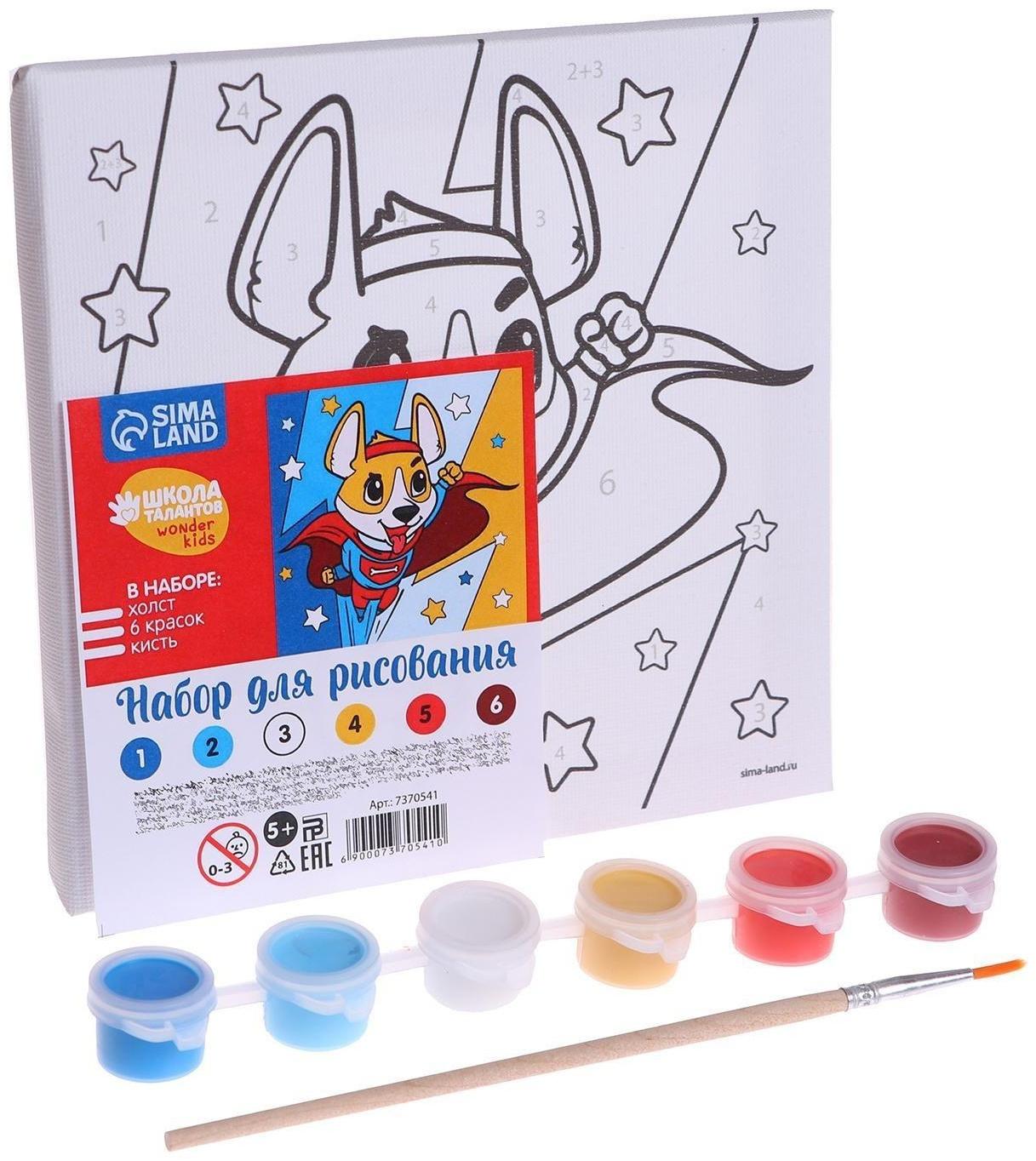 Картина по номерам «Корги-герой» 15х15 см