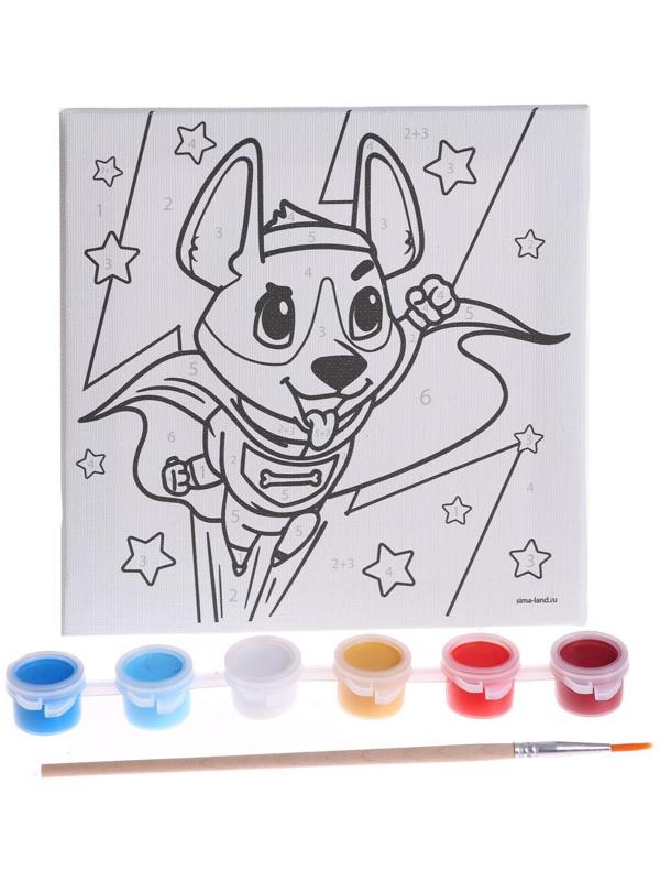 Картина по номерам «Корги-герой» 15х15 см