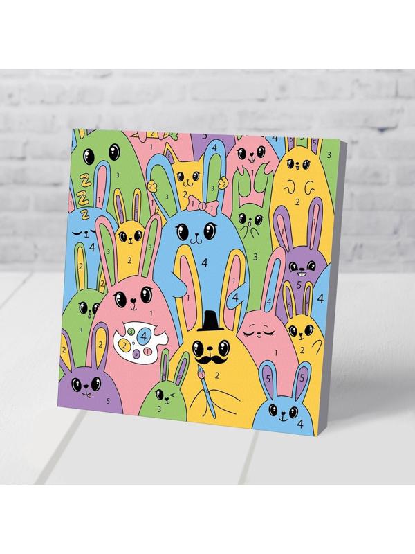 Картина по номерам «Яркие кролики» 15х15 см