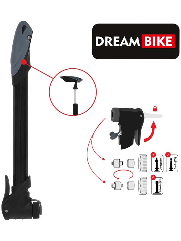 Насос ручной Dream Bike, цвет чёрный