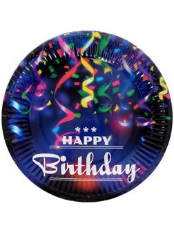 Тарелка бумажная «С Днём Рождения», серпантин, набор 6 шт.