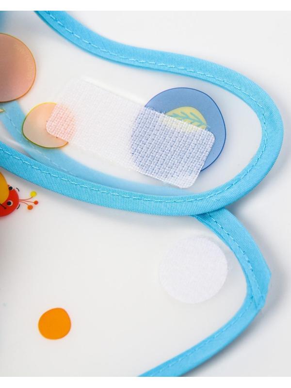 Нагрудник для кормления «Крошка - помпошка» непромокаемый на липучке, с помпошками, МИКС