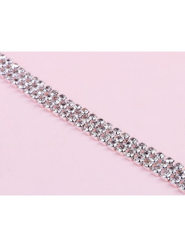 Цепь со стразами, 3 ряда, 6 мм, 4,5 ± 0,2 м, цвет серебряный