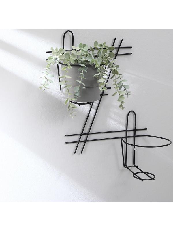 Подвес для кашпо, настенный, на 2 горшка, d=16 см, чёрный, «Зигзаг»