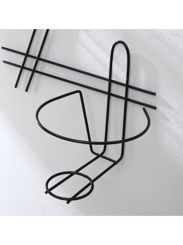 Подвес для кашпо, настенный, на 2 горшка, d=16 см, чёрный, «Зигзаг»