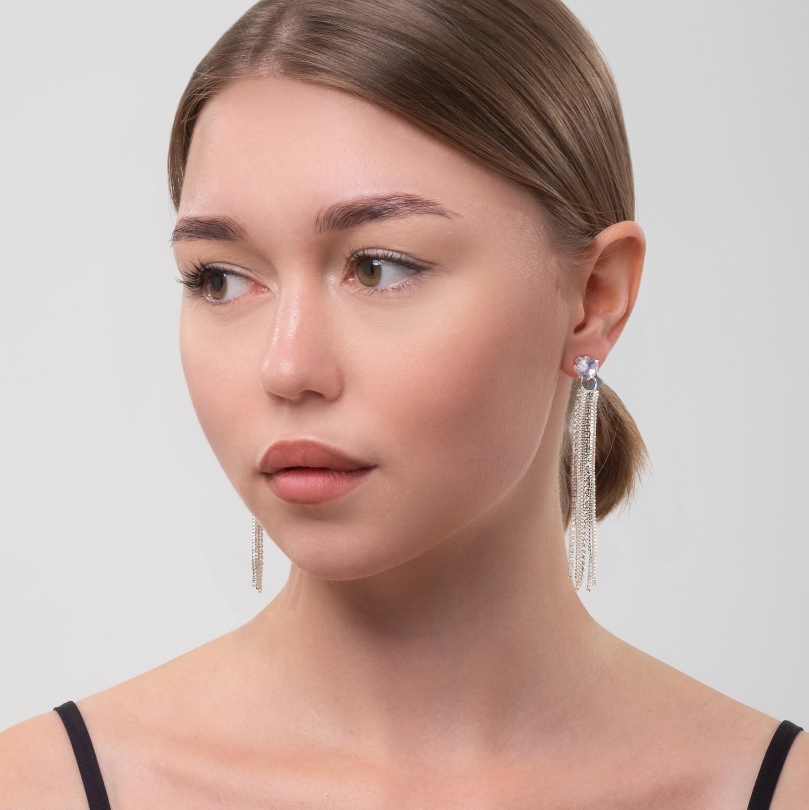 Серьги висячие со стразами 