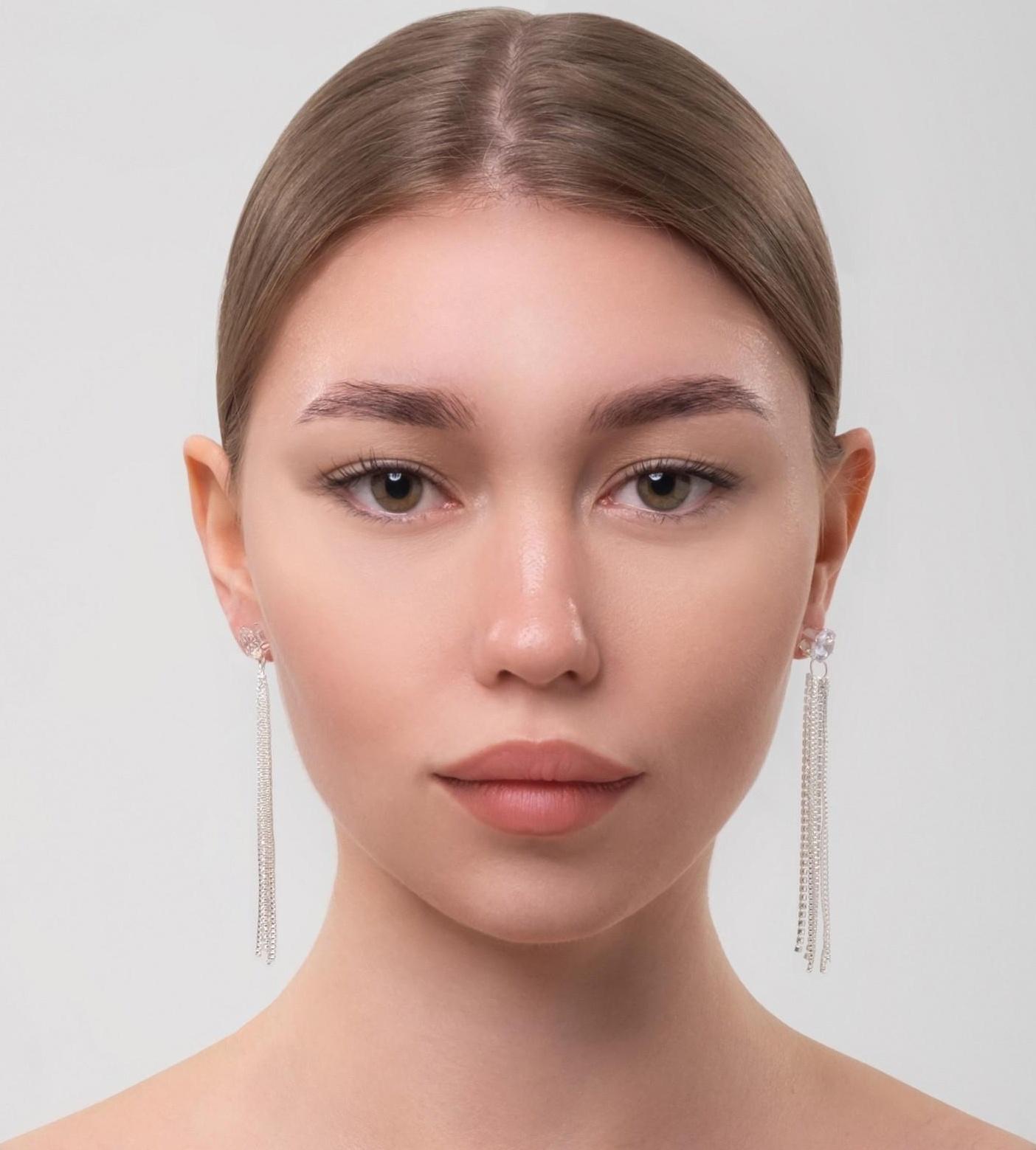 Серьги висячие со стразами 