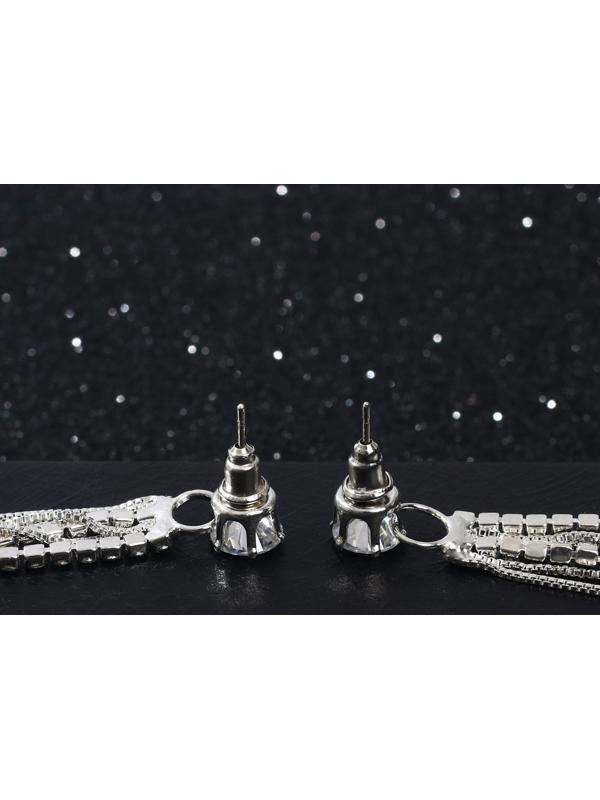 Серьги висячие со стразами 