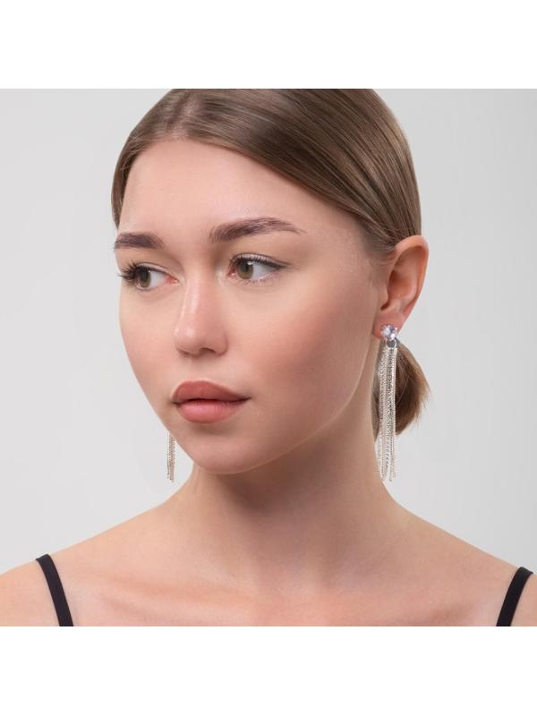 Серьги висячие со стразами 