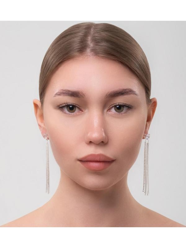 Серьги висячие со стразами 