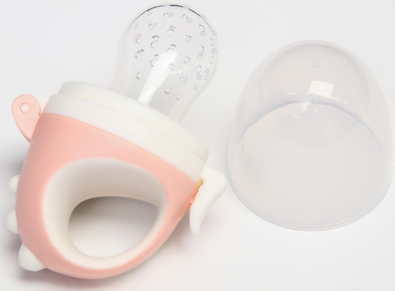 Ниблер для прикорма с силиконовой сеточкой «Дракончик», цвет розовый