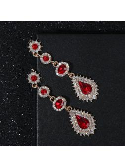 Серьги висячие со стразами 