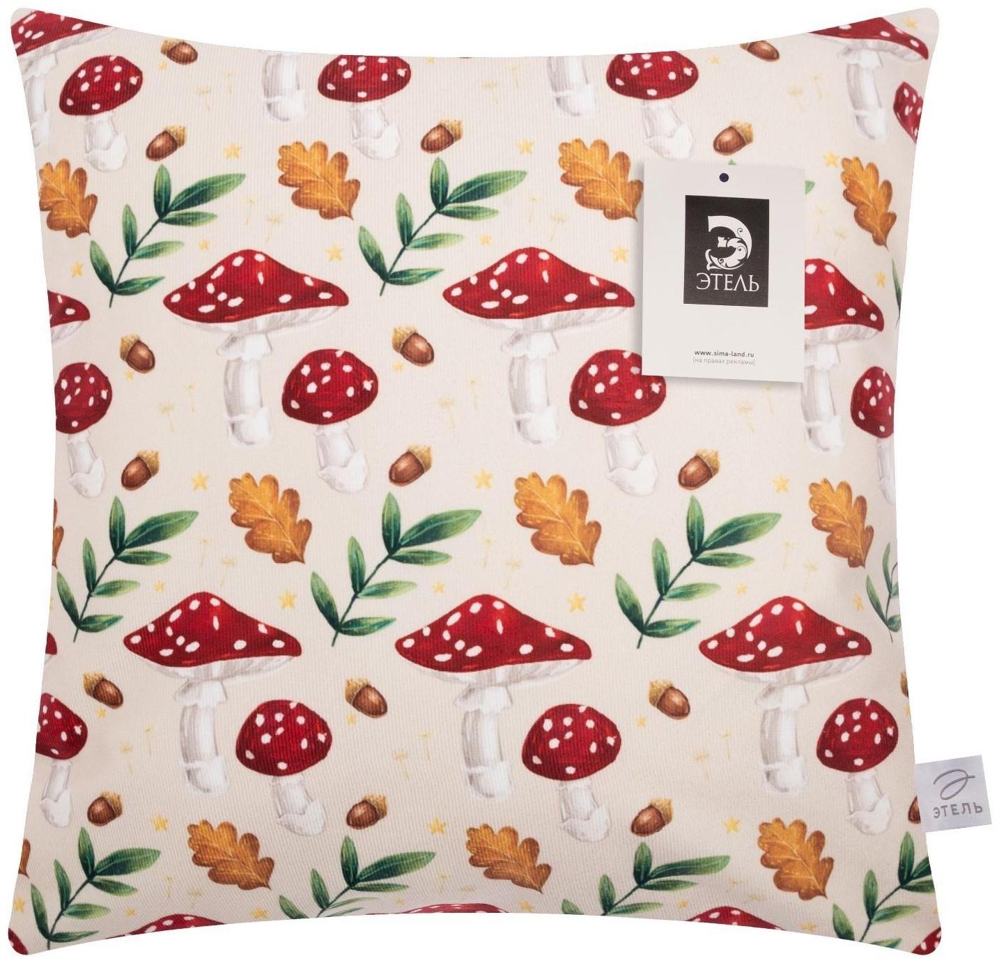 Наволочка декоративная Этель «Грибы» 40х40 см, 100% п/э, велюр