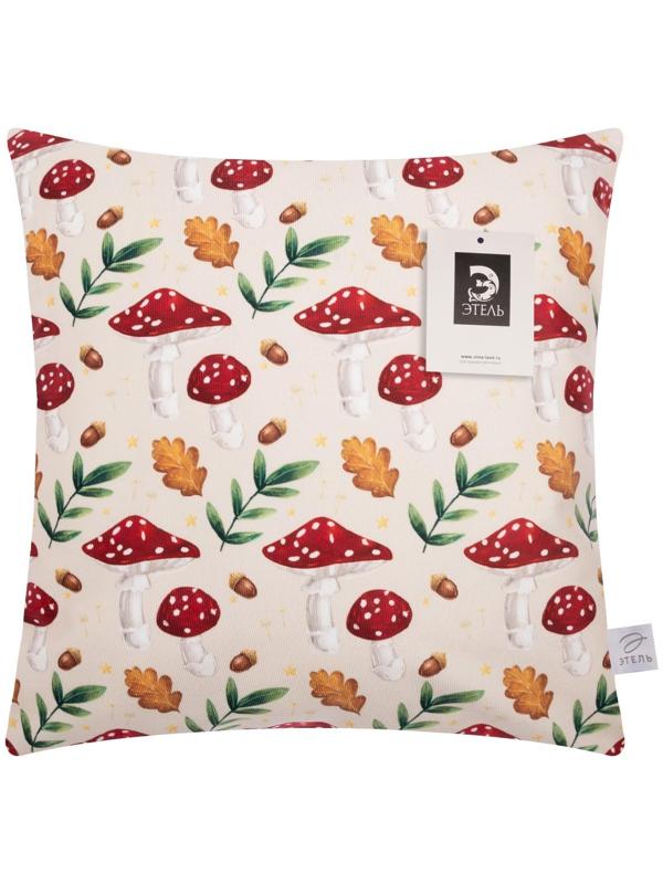 Наволочка декоративная Этель «Грибы» 40х40 см, 100% п/э, велюр