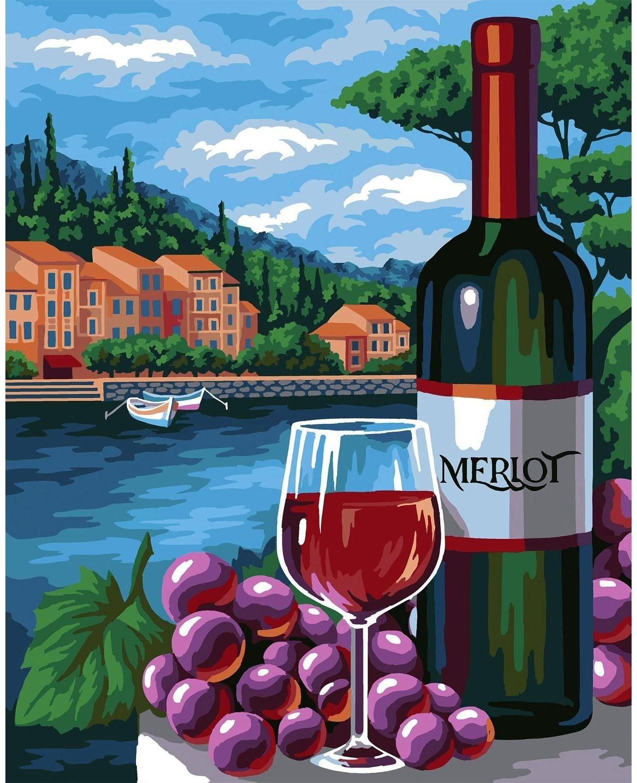 Картина по номерам на холсте с подрамником «Вино» 40х50 см