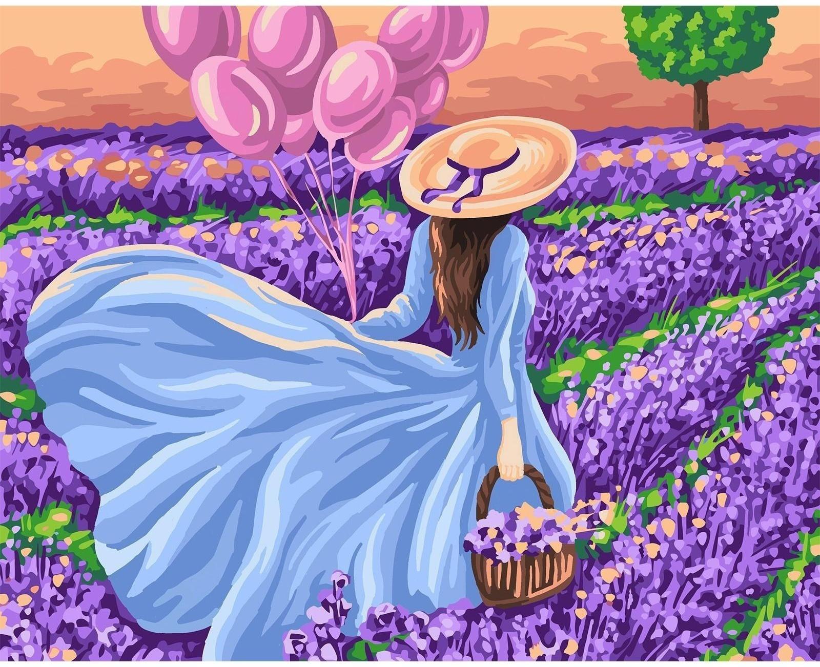 Картина по номерам на холсте с подрамником «Девушка с шарами» 40х50 см