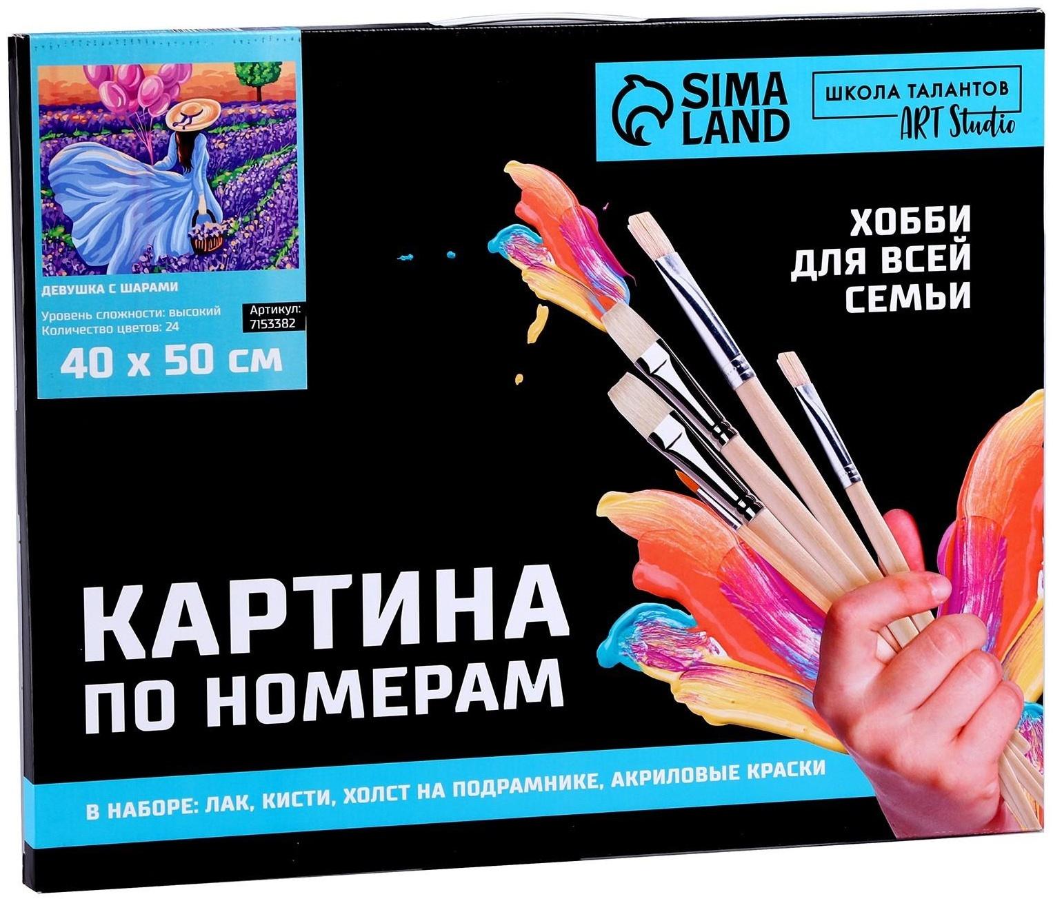 Картина по номерам на холсте с подрамником «Девушка с шарами» 40х50 см