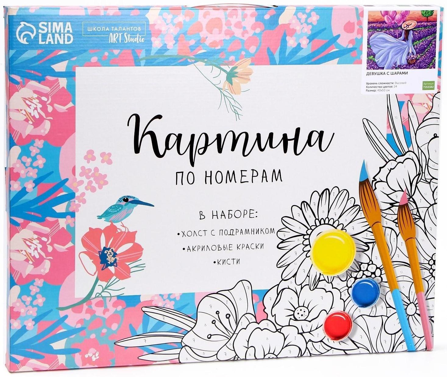 Картина по номерам на холсте с подрамником «Девушка с шарами» 40х50 см