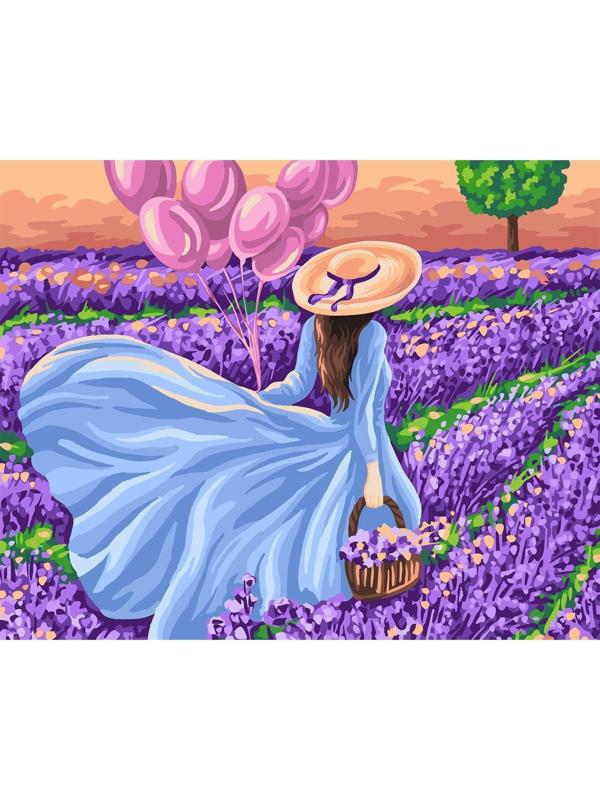 Картина по номерам на холсте с подрамником «Девушка с шарами» 40х50 см