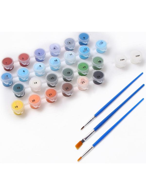 Картина по номерам на холсте с подрамником «Дельфины-друзья» 40х50 см