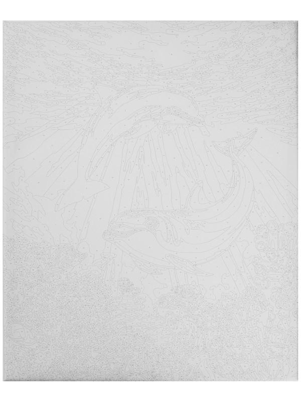 Картина по номерам на холсте с подрамником «Дельфины-друзья» 40х50 см