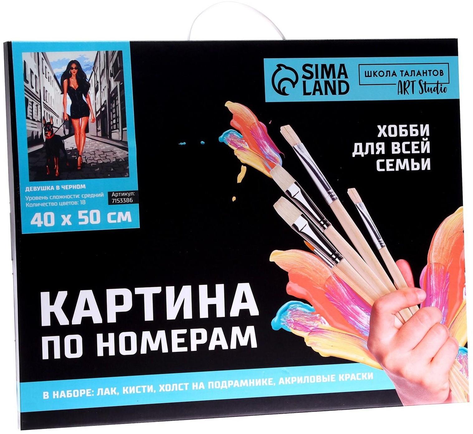 Картина по номерам на холсте с подрамником «Девушка в чёрном» 40х50 см