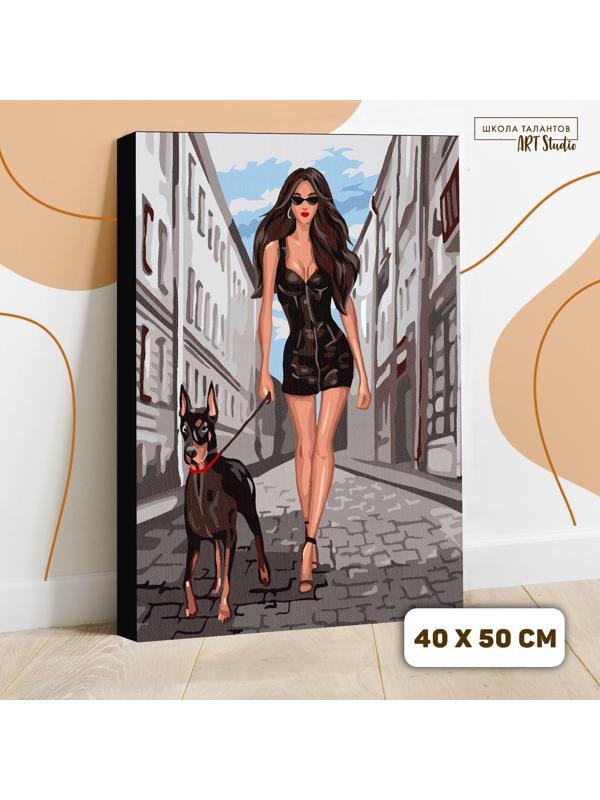 Картина по номерам на холсте с подрамником «Девушка в чёрном» 40х50 см