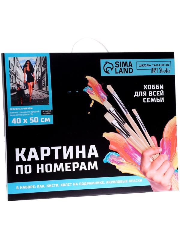 Картина по номерам на холсте с подрамником «Девушка в чёрном» 40х50 см