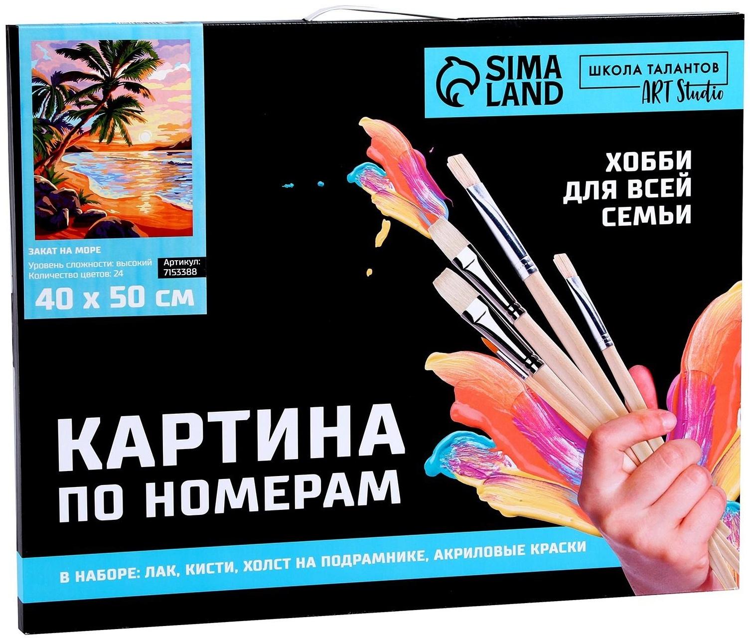 Картина по номерам на холсте с подрамником «Закат на море» 40х50 см