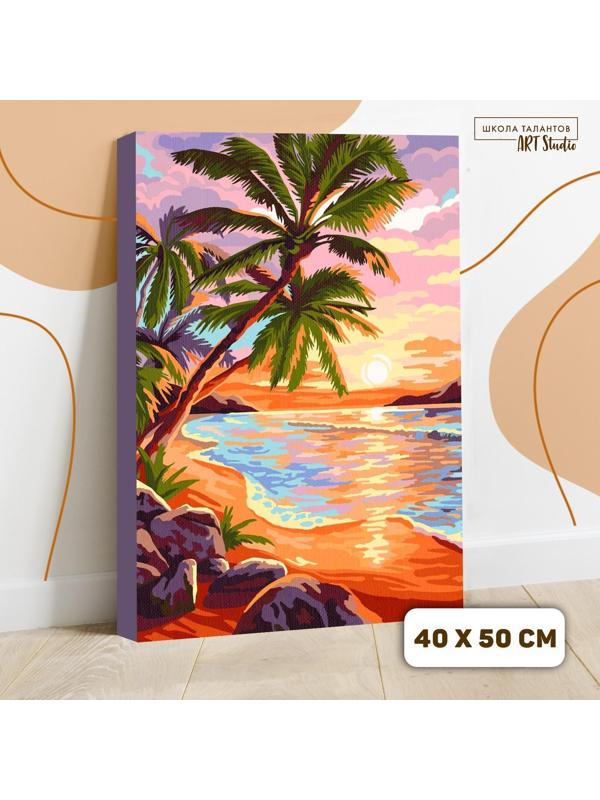 Картина по номерам на холсте с подрамником «Закат на море» 40х50 см