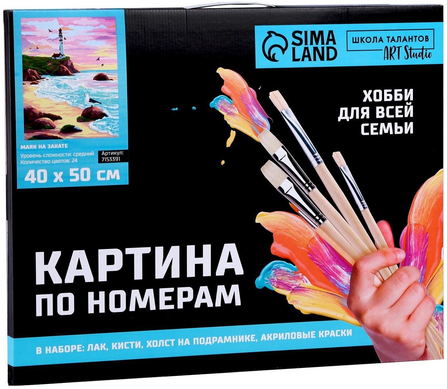 Картина по номерам на холсте с подрамником «Маяк на закате» 40х50 см