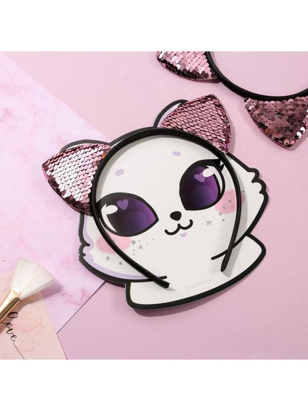 Ободок для волос ушки кисы, розовый