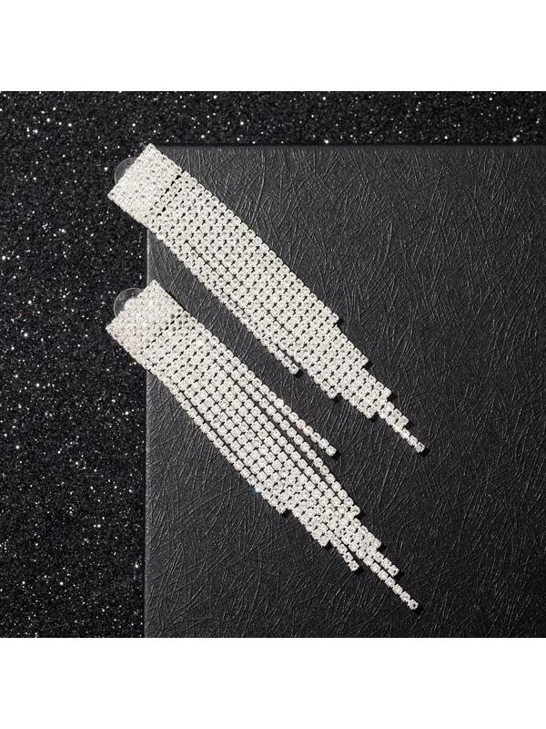 Серьги висячие со стразами 