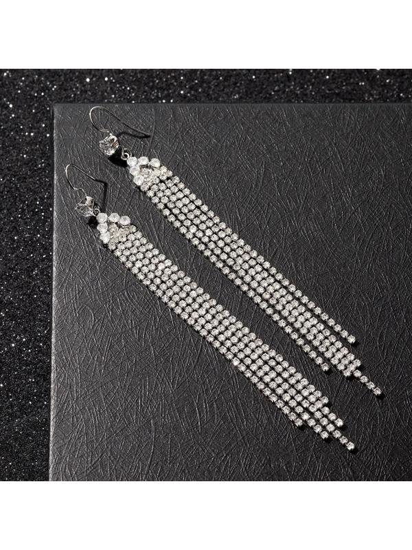 Серьги висячие со стразами 