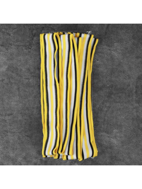 Тесьма трикотажная лампас 40 мм, 9 ± 0,5 м, цвет жёлтый/чёрный/белый