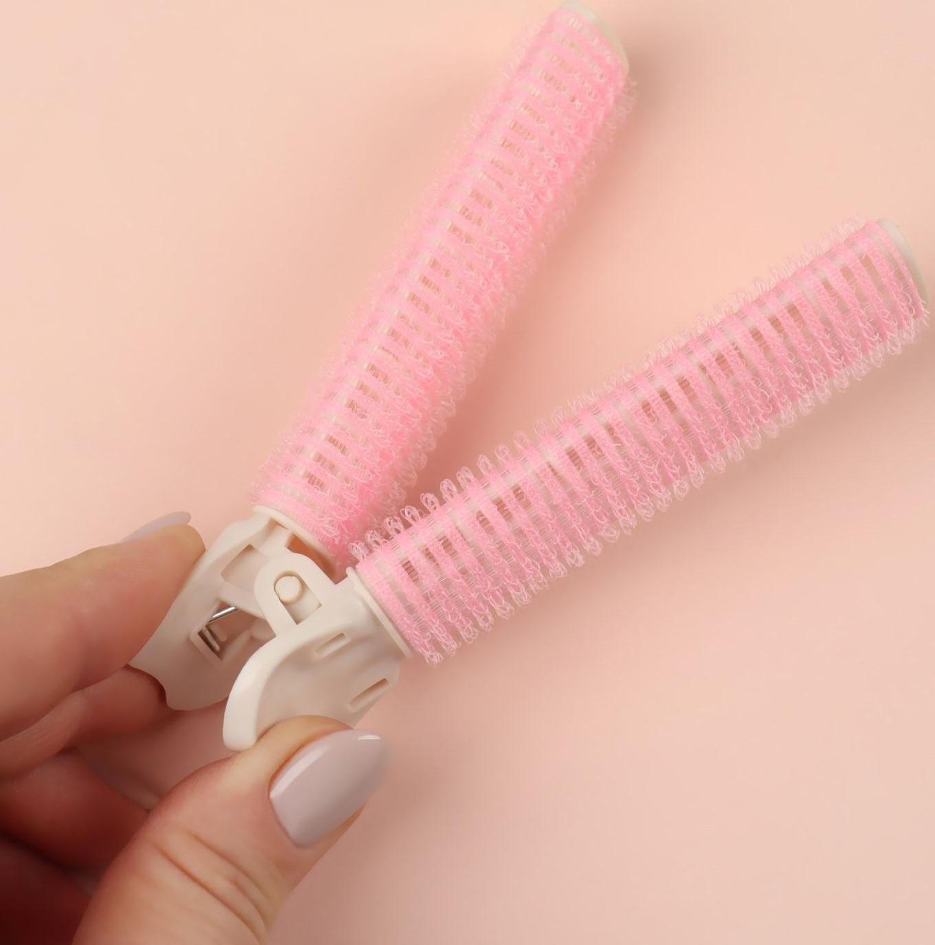 Бигуди для прикорневого объема, с зажимом, 2 × 1 см, 10,7 см, цвет розовый/бежевый